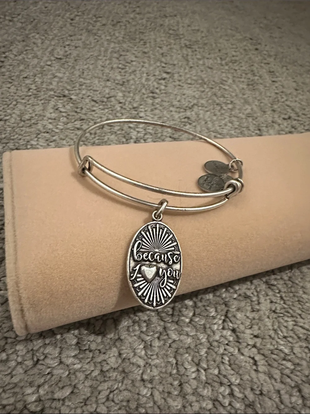 Alex and Ani Silver-Tone 'Because I ♥ You' Oval Charm Bracelet